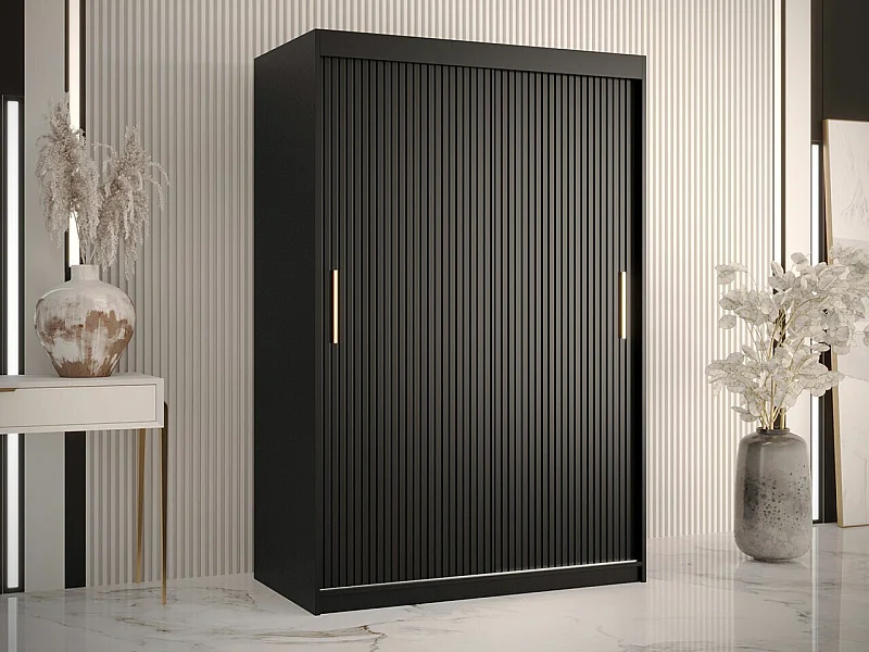 Armario Hartford 398, Negro, 200x120x62cm, Puertas de armario: Correderas