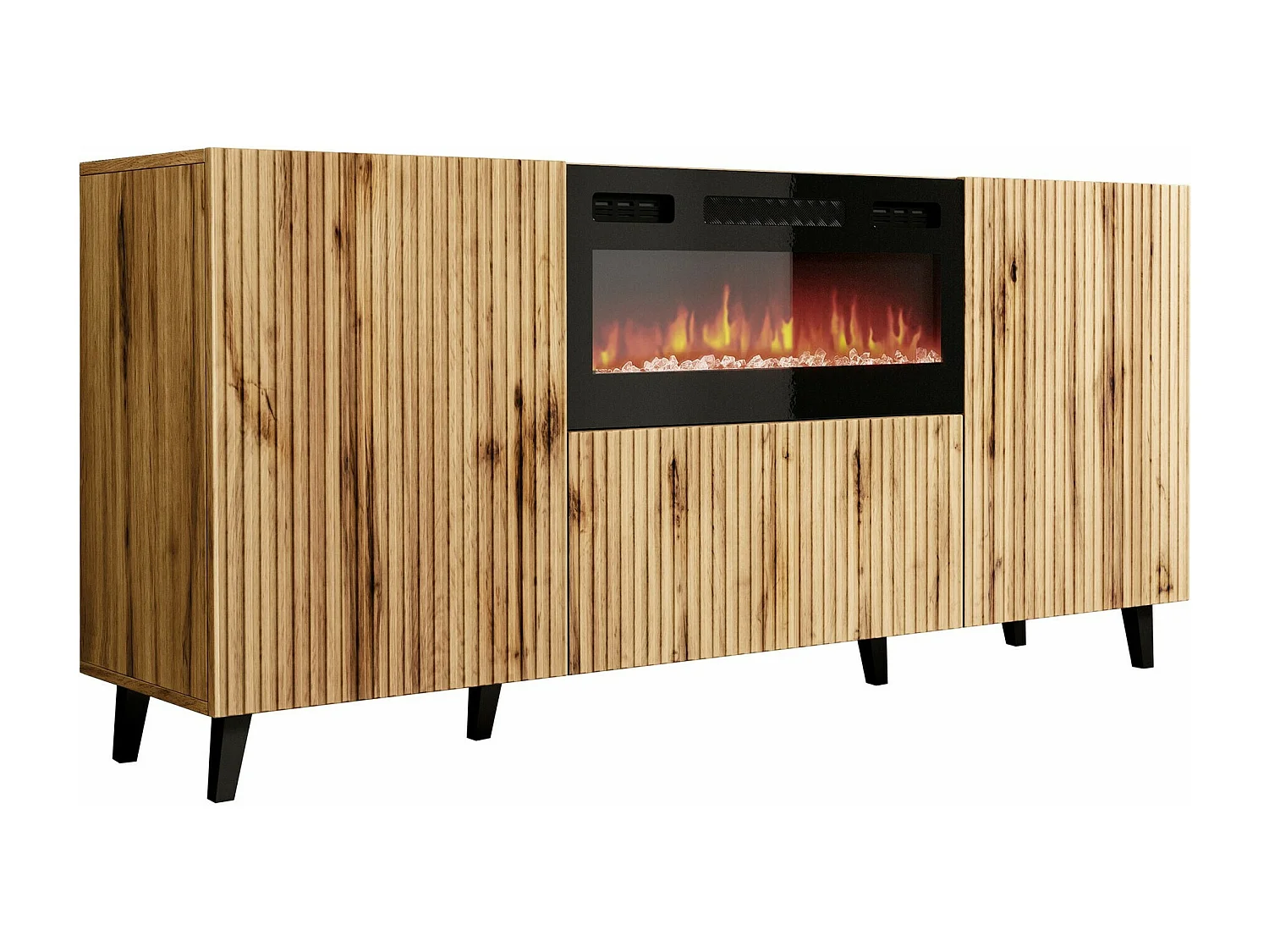 Buffet Remeta 106, Noir|Chêne wotan, 83x181cm, Le nombre de portes: 342cm, MDF|Stratifié