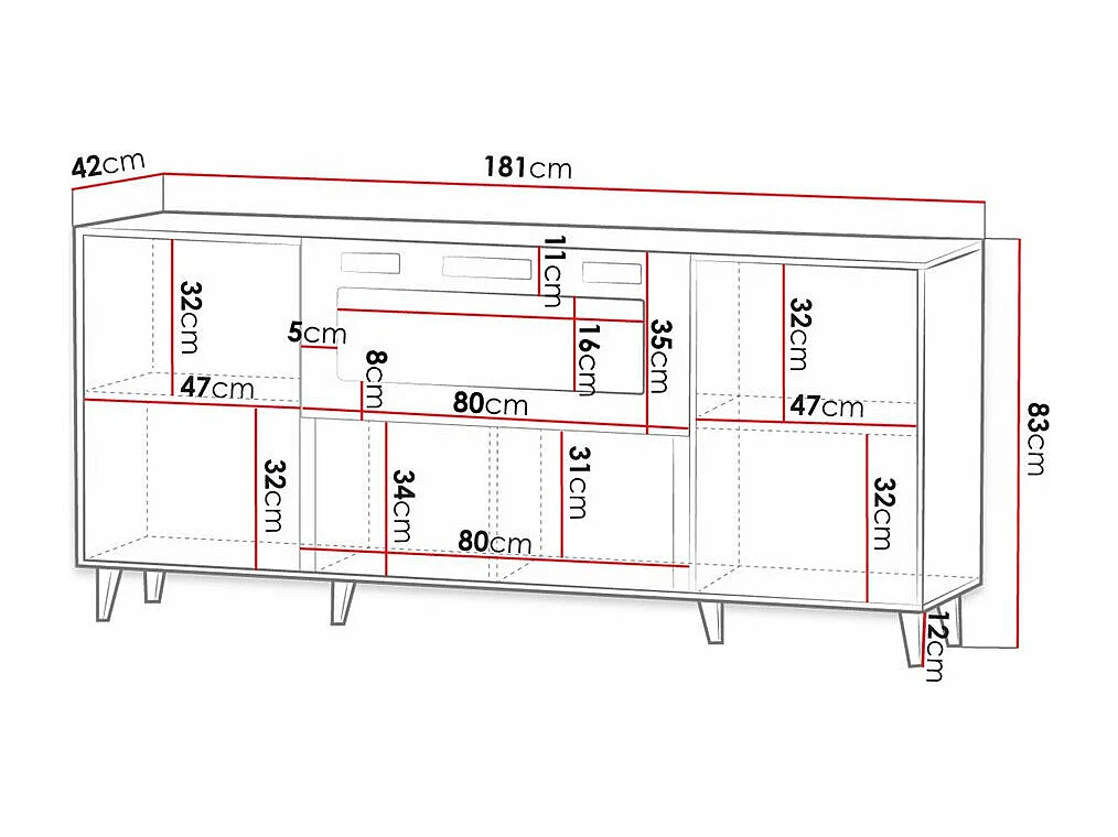 Buffet Remeta 106, Noir|Chêne wotan, 83x181cm, Le nombre de portes: 342cm, MDF|Stratifié