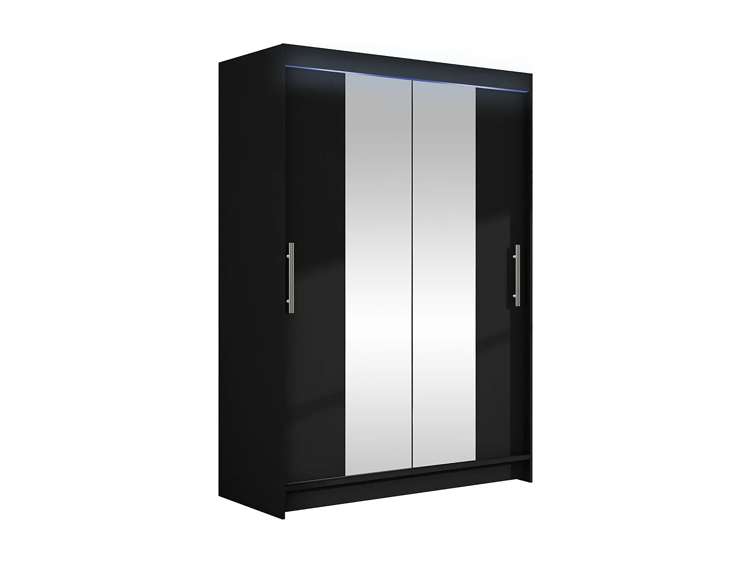 Armoire Closico 133, Noir, 200x120x58cm, Portes d'armoire: Coulissantes