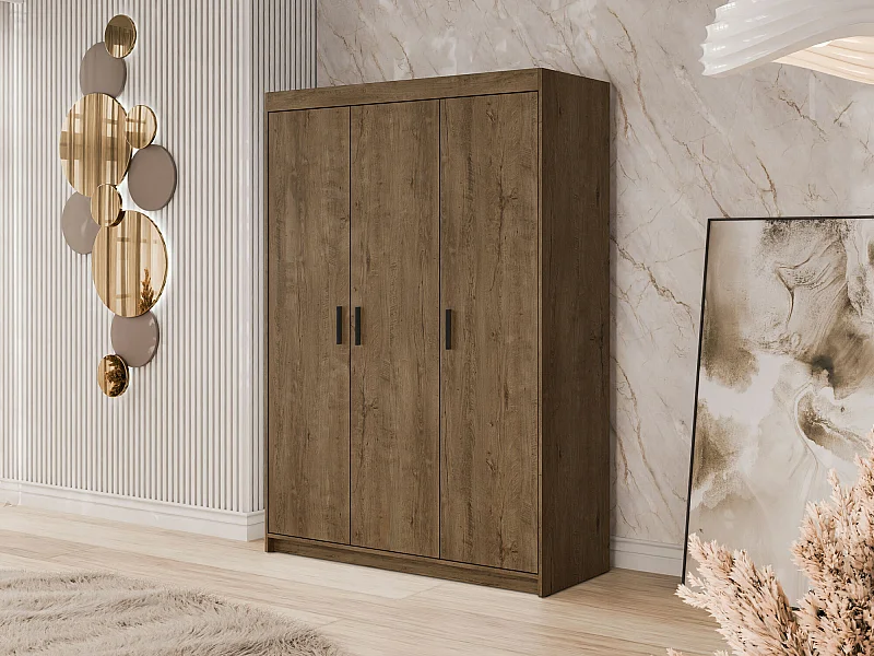 Armoire Novduni 101, Chêne de Lefkas, 191x133x53cm, Portes d'armoire: Avec des charnières