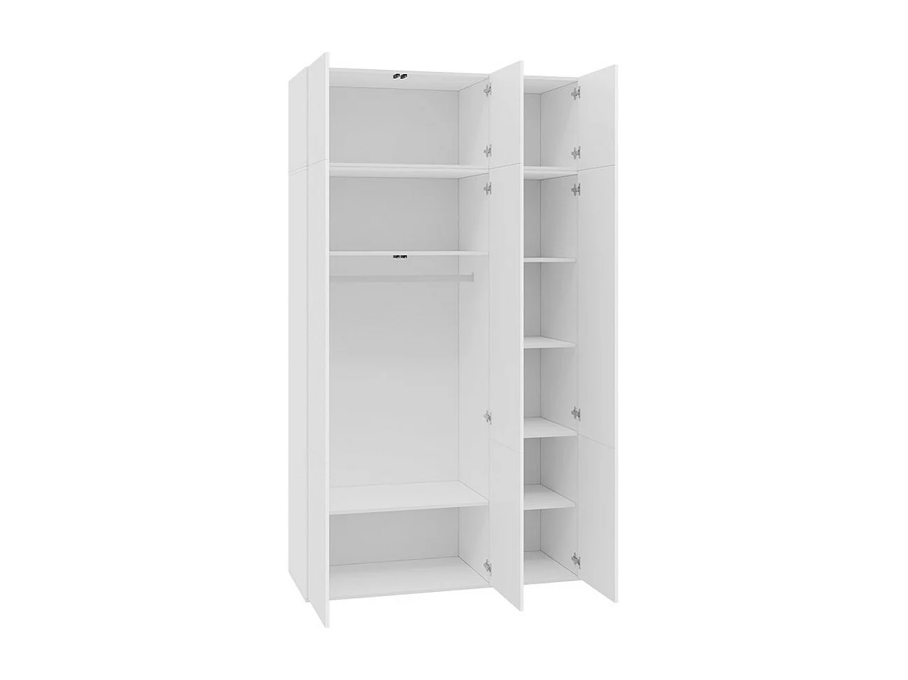 Armoire Levmari 114, Blanc, 244x135x56cm, Portes d'armoire: Avec des charnières