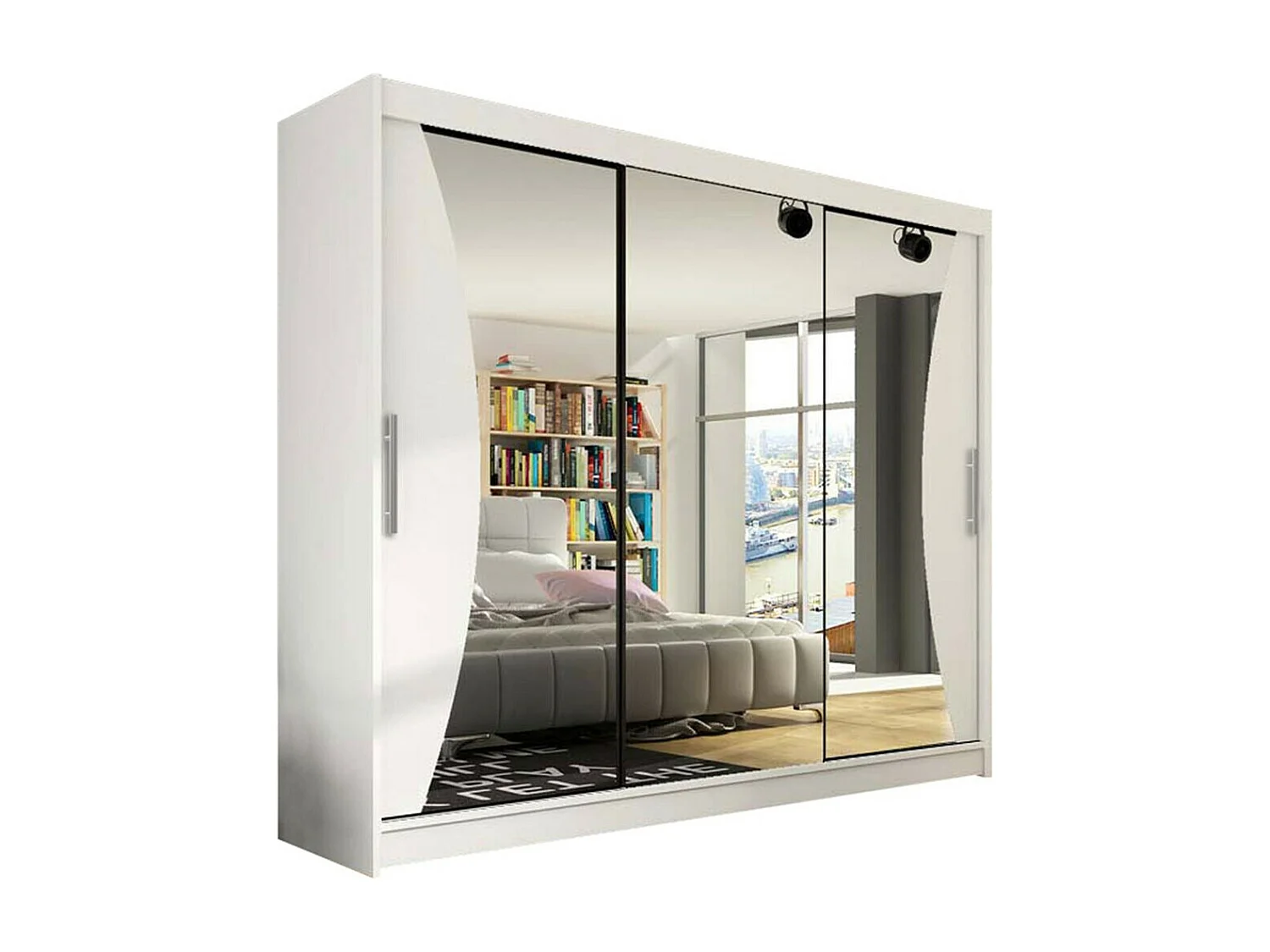 Armario Closico 120, Blanco, 215x250x58cm, Puertas de armario: Correderas