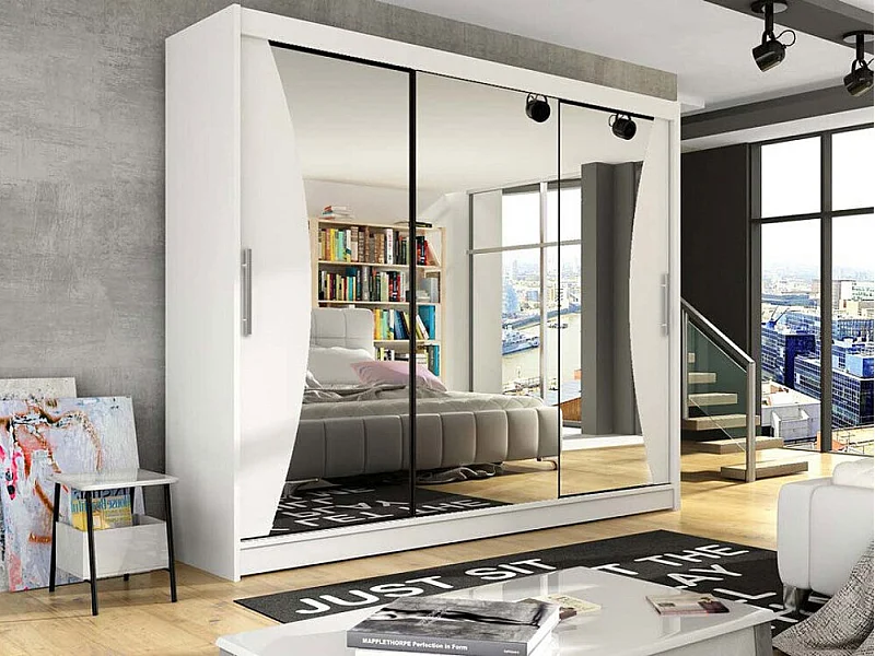 Armario Closico 120, Blanco, 215x250x58cm, Puertas de armario: Correderas