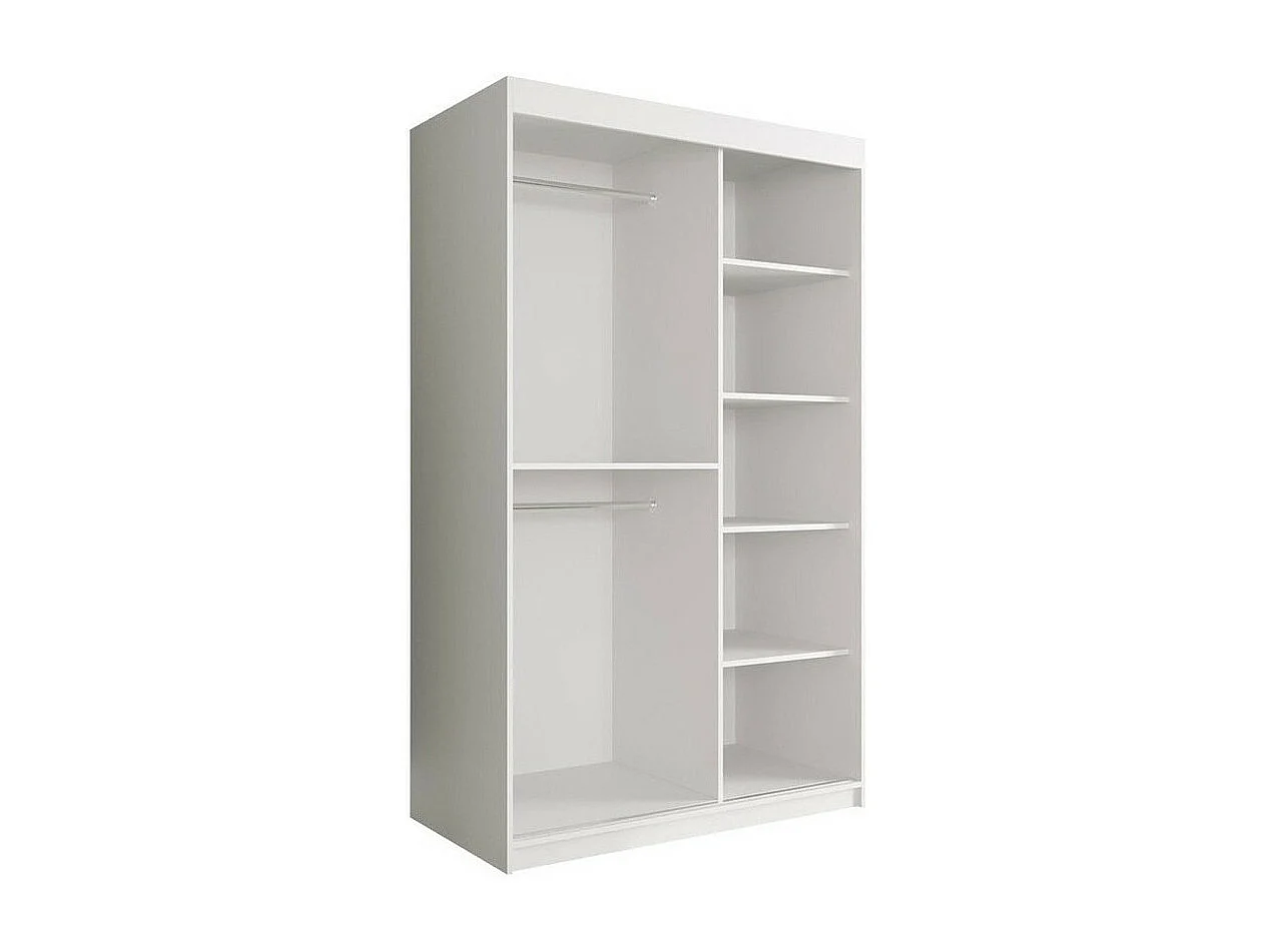 Armadio Hartford 259, Marmo nero|Opaca bianco, 200x120x62cm, Porte armadi: Scorrevoli