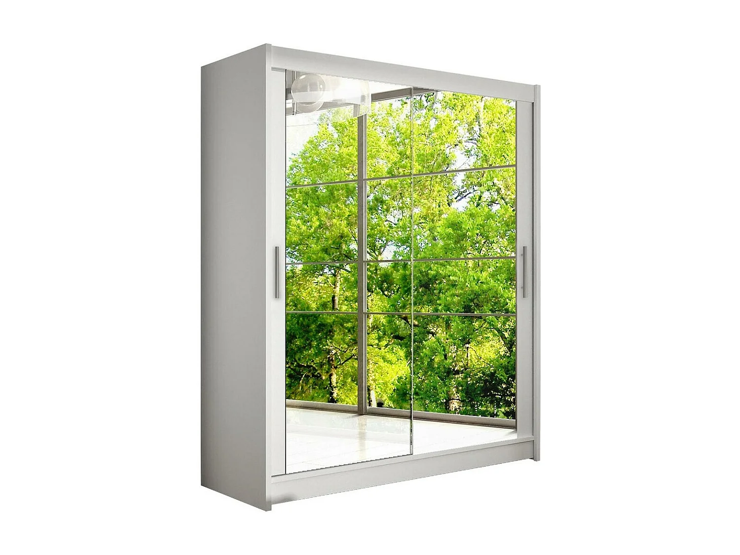 Armoire Closico 127, Blanc, 200x150x58cm, Portes d'armoire: Coulissantes