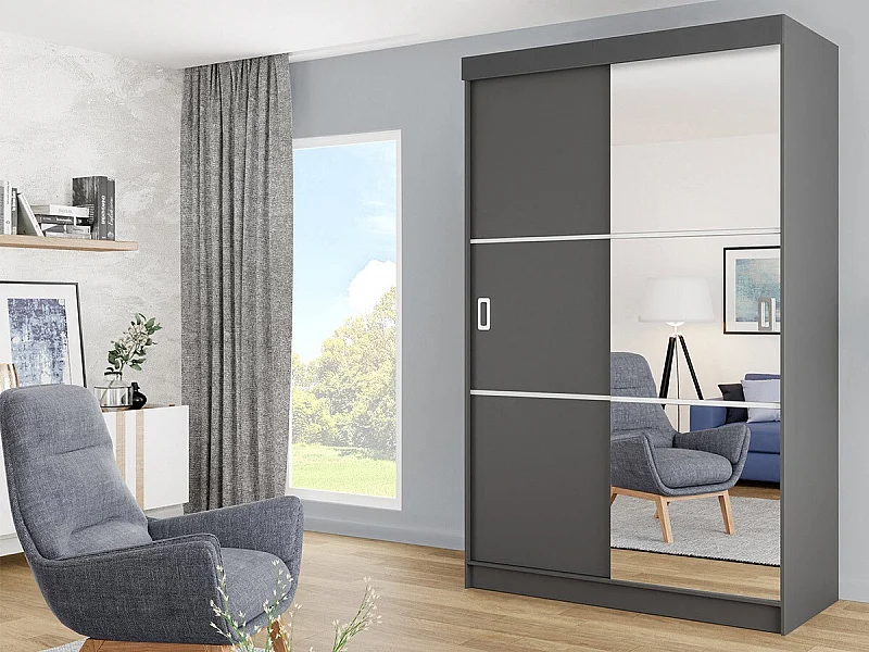 Armoire Dover 111, Graphite, 205x138x60cm, Portes d'armoire: Coulissantes