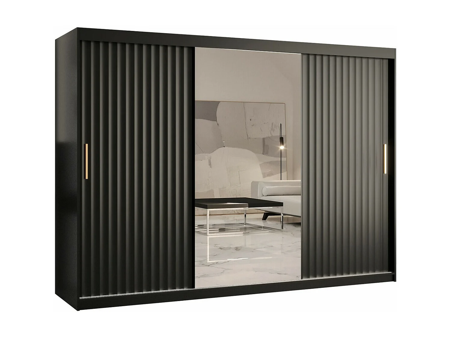Armario Hartford 339, Negro, 200x250x62cm, Puertas de armario: Correderas