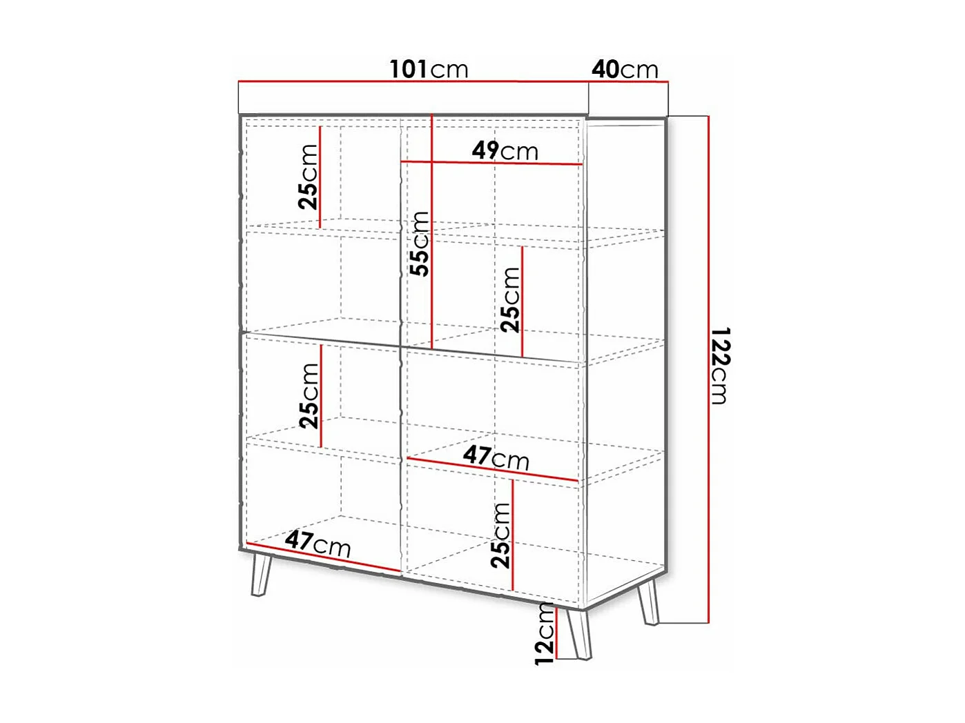 Armário Charlotte 179, O número de portas: 4, 122x101x40cm