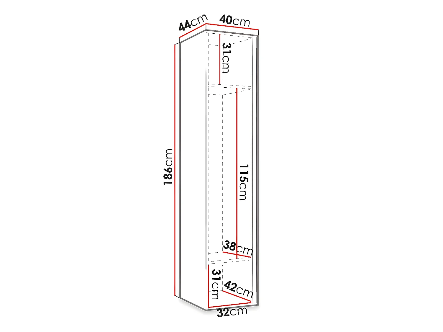 Roupeiro Hartford 393, Número de prateleiras: 2, 19x4x4cm
