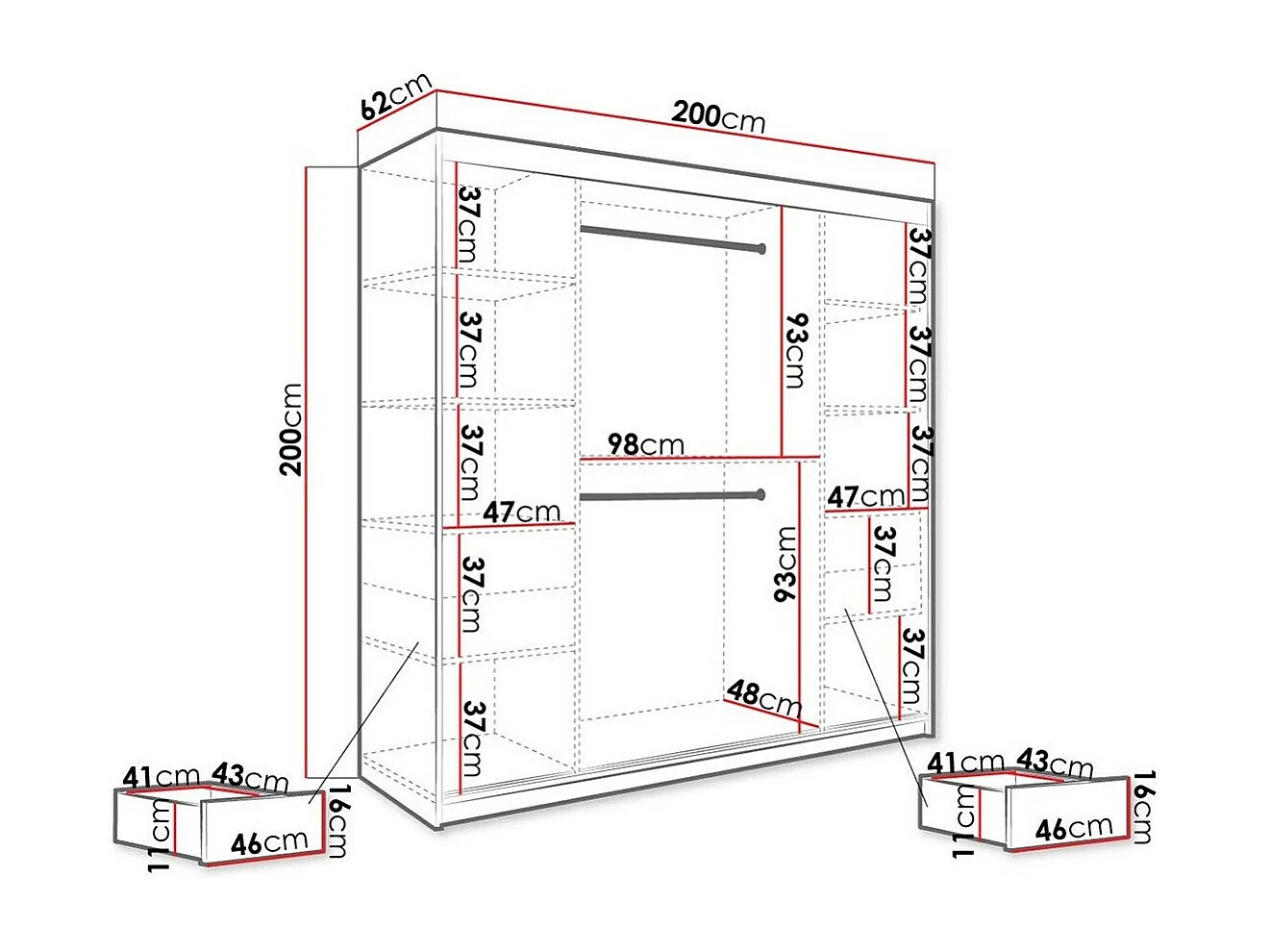 Armadio Hartford 250, Marmo nero|Nero opaco, 200x200x62cm, Porte armadi: Scorrevoli