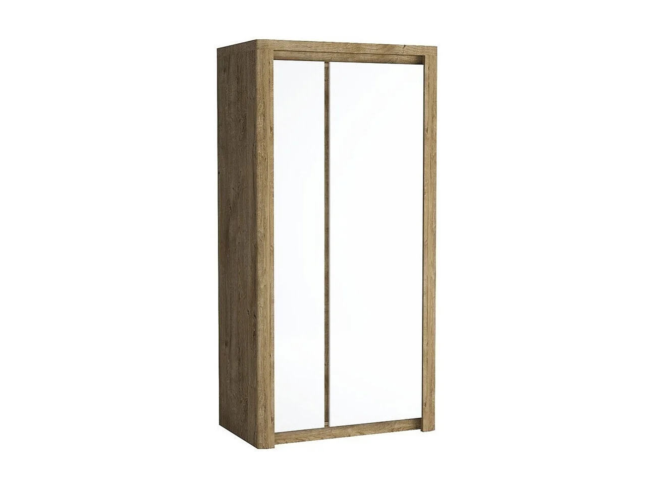 Armario Etrmona 100, Ribbeck roble|Blanco brillante, 197x98x59cm, Número de estantes: 3