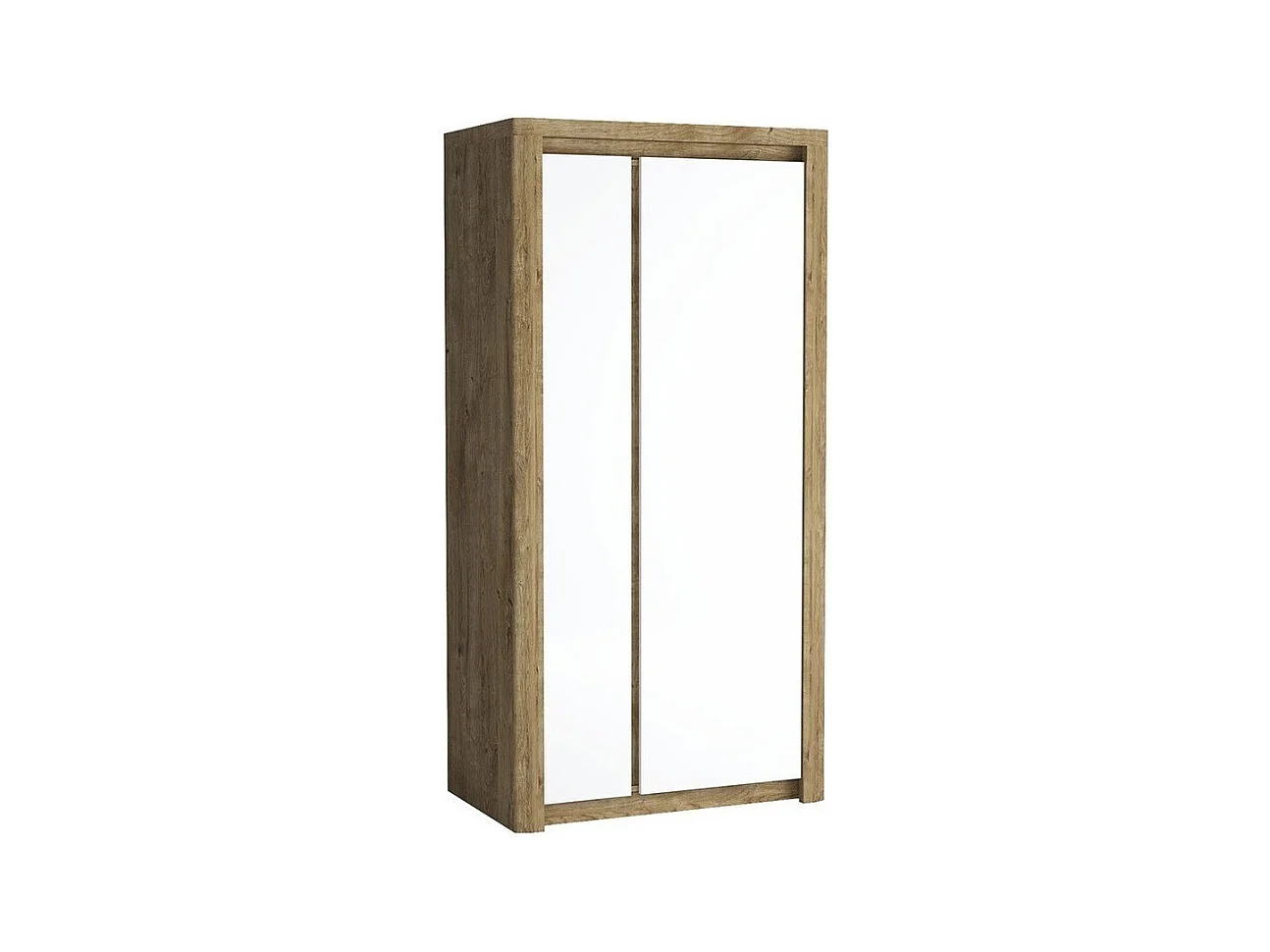 Armoire Etrmona 100, Ribbeck chêne|Blanc brillant, 197x98x59cm, Nombre d'étagères: 3