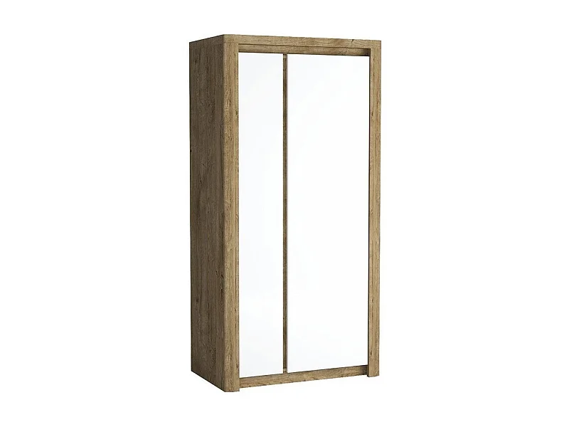 Armoire Etrmona 100, Ribbeck chêne|Blanc brillant, 197x98x59cm, Nombre d'étagères: 3
