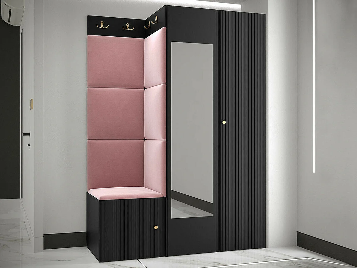 Armario Hartford 397, Negro, 186x74x44cm, Puertas de armario: Con bisagras