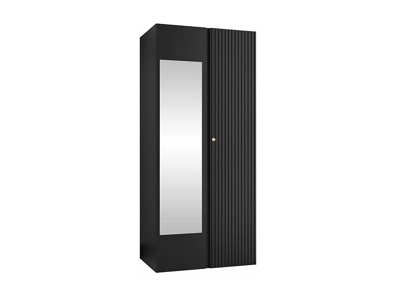 Armoire Hartford 397, Noir, 186x74x44cm, Portes d'armoire: Avec des charnières