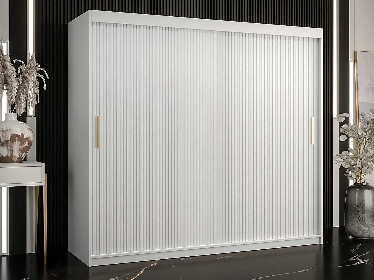 Armoire Hartford 400, Blanc, 200x200x62cm, Portes d'armoire: Coulissantes