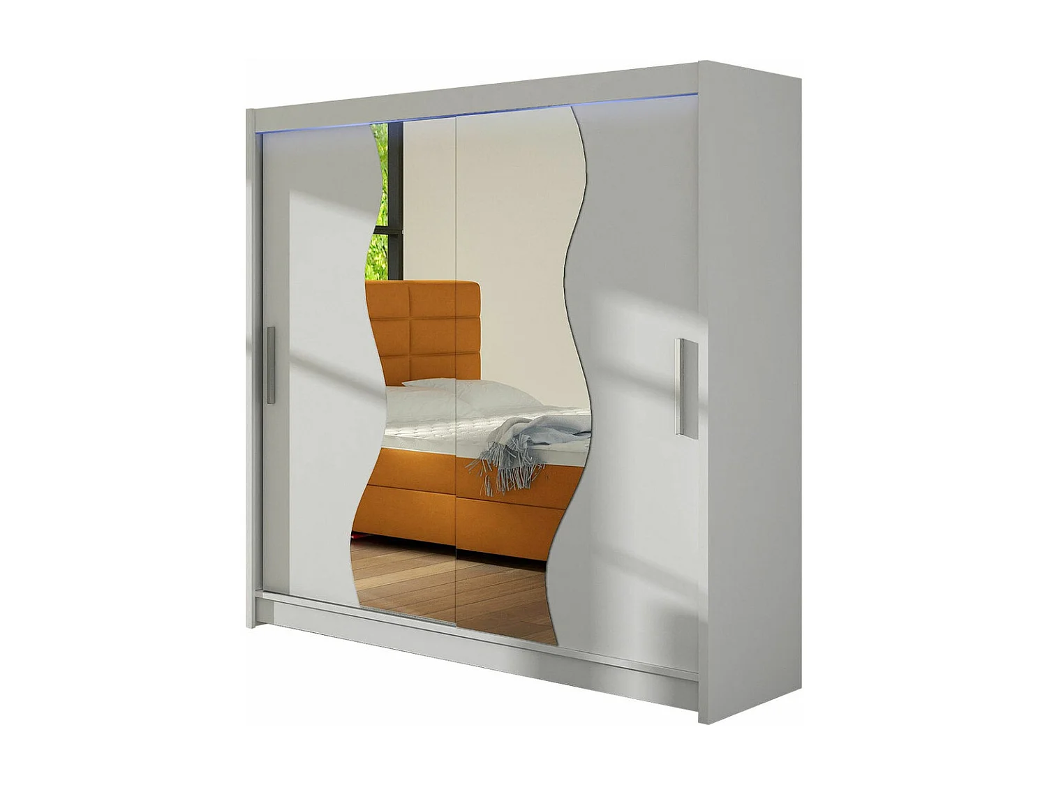 Armario Closico 126, Blanco, 215x180x58cm, Puertas de armario: Correderas