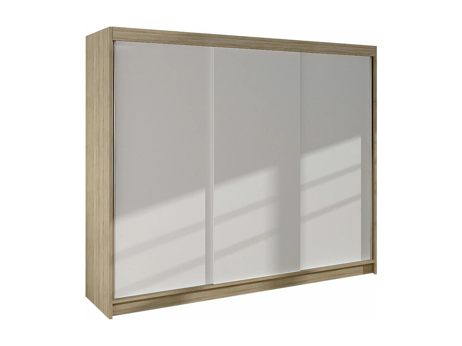 Armoire Closico 159, Blanc|Sonoma chêne, 215x200x58cm, Portes d'armoire: Coulissantes