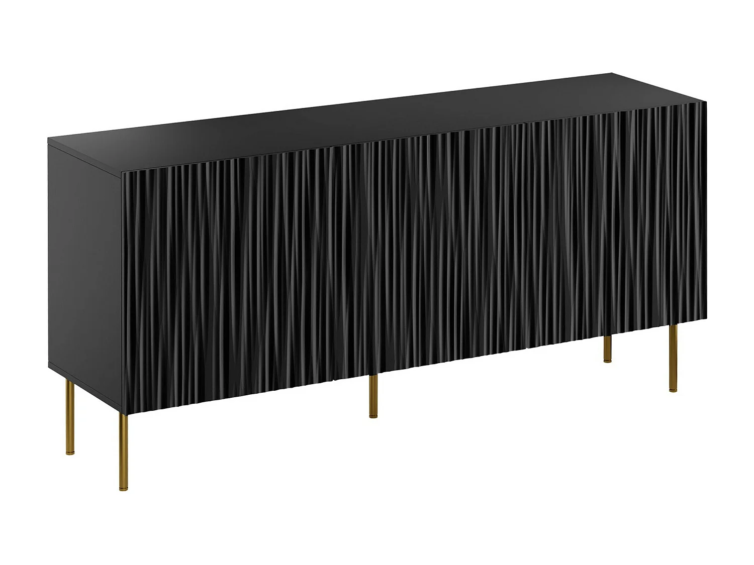 Buffet Lorelbo 100, Noir|Doré, 75x152cm, Le nombre de portes: 343cm, MDF|Stratifié