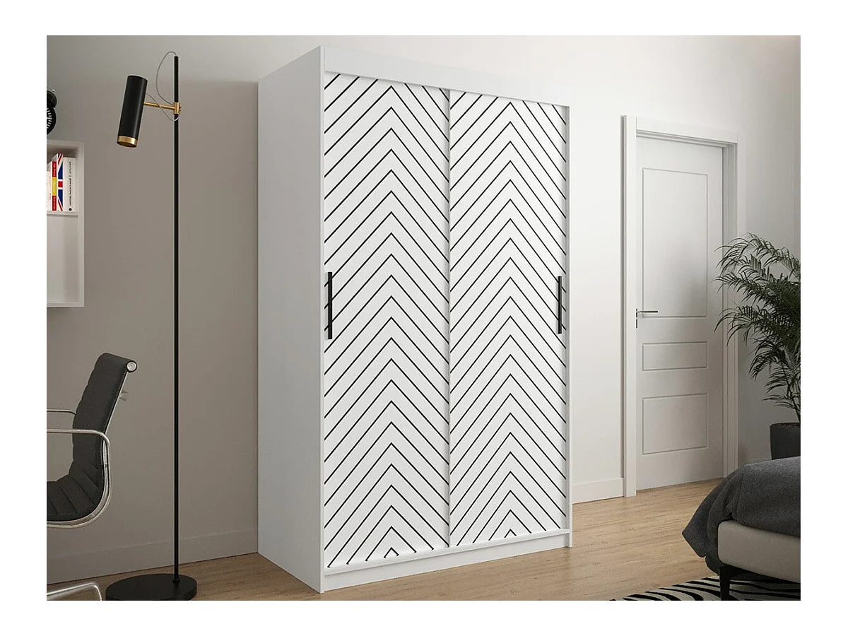 Armario Hartford 308, Negro|Blanco, 200x120x62cm, Puertas de armario: Correderas