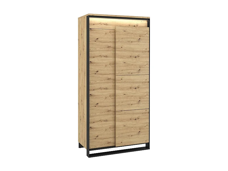 Armoire Luliru 100, Noir|Chêne Artisan, 195x95x50cm, Nombre d'étagères: 5