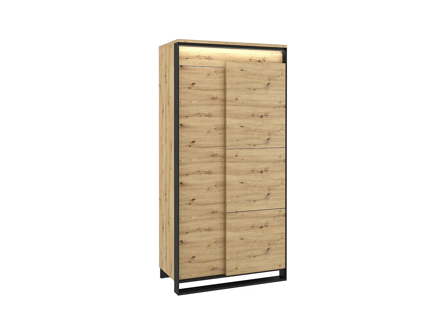 Armoire Luliru 100, Chêne Artisan|Noir, 195x95x50cm, Nombre d'étagères: 5