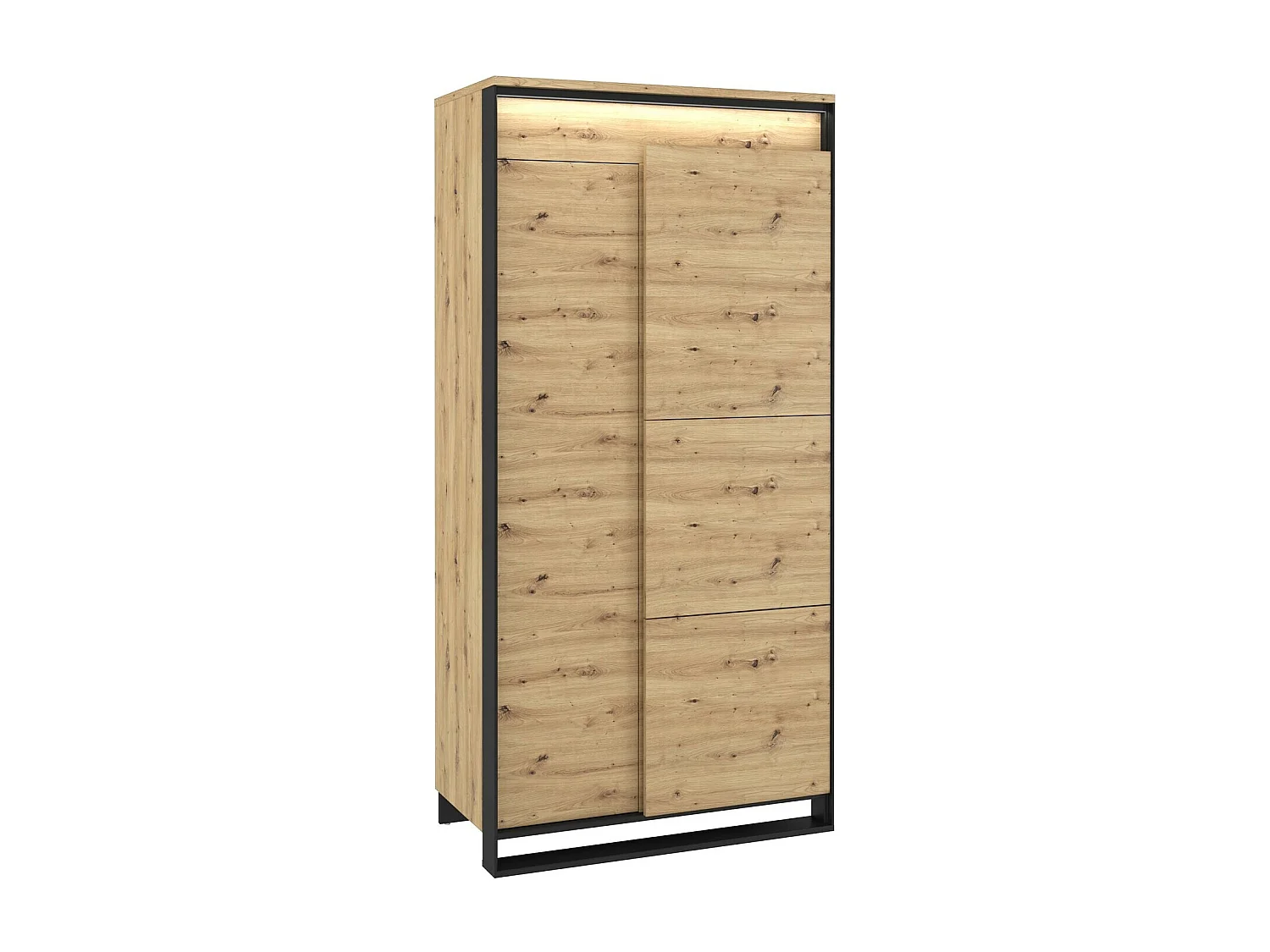 Armoire Luliru 100, Chêne Artisan|Noir, 195x95x50cm, Nombre d'étagères: 5