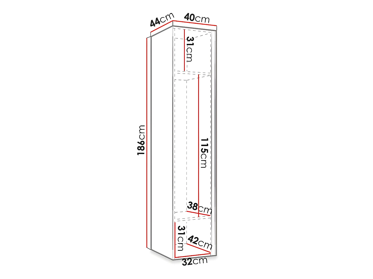 Roupeiro Hartford 392, Número de prateleiras: 2, 19x4x4cm