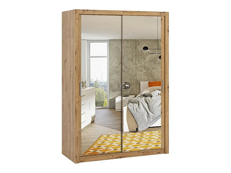 Armario Catromi 106, Roble Artisan, 215x150x62cm, Puertas de armario: Correderas