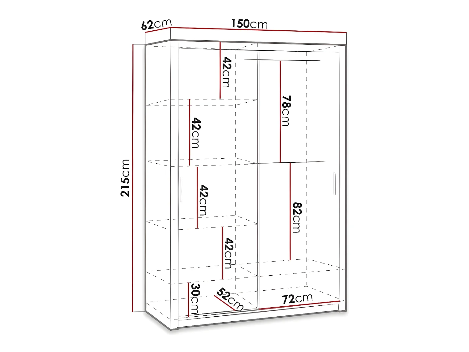Armario Catromi 106, Roble Artisan, 215x150x62cm, Puertas de armario: Correderas