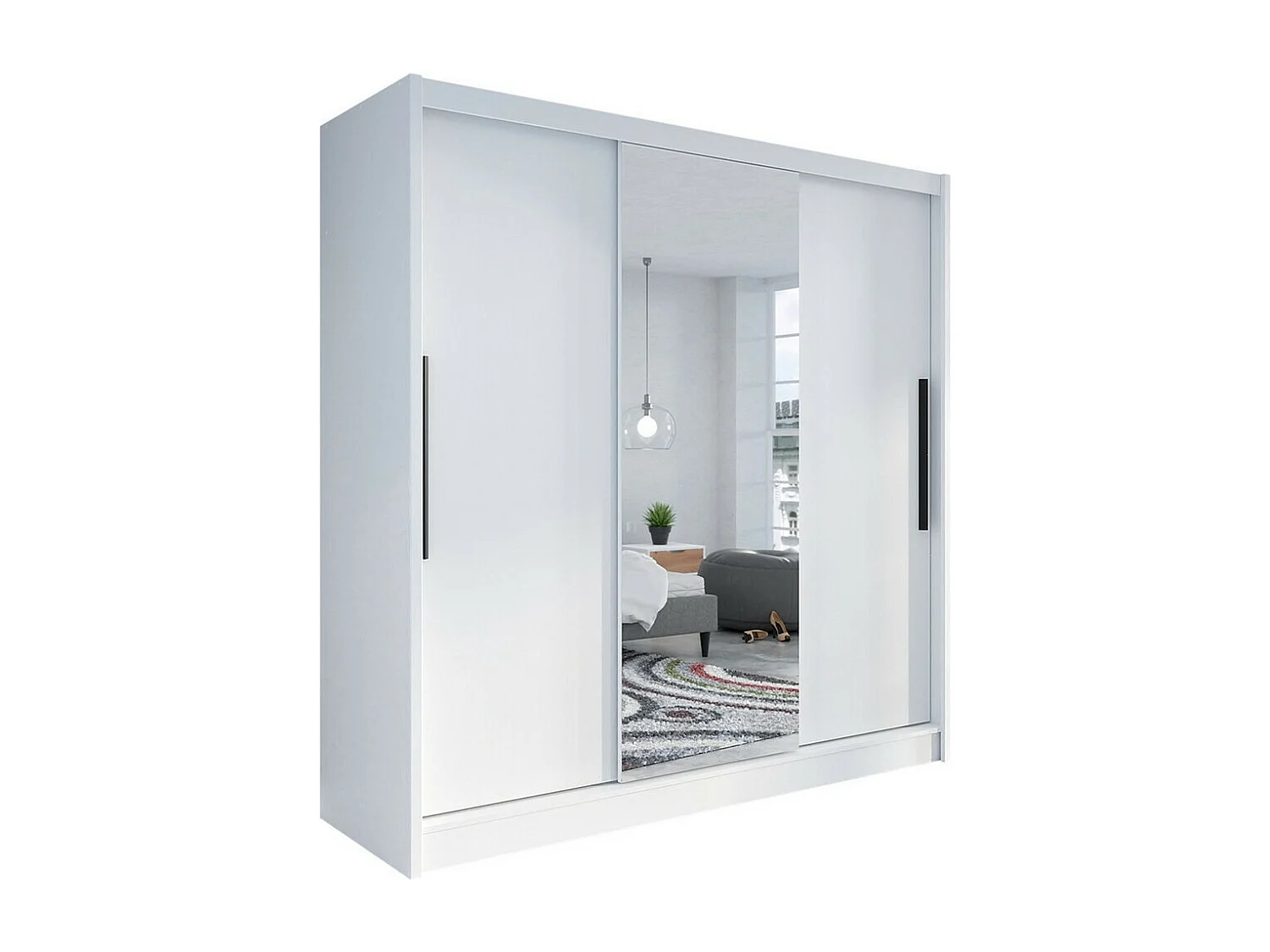Armario Bristol 116, Blanco, 205x205x63cm, Puertas de armario: Correderas