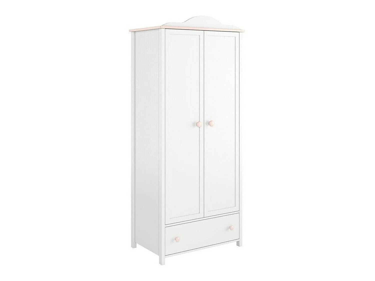 Armoire Elblive 111, Blanc|Rose clair, 184x85x52cm, Portes d'armoire: Avec des charnières