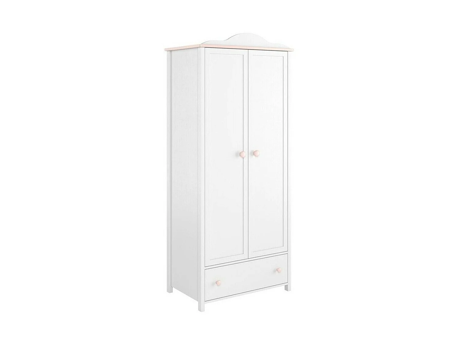 Armoire Elblive 111, Rose clair|Blanc, 184x85x52cm, Portes d'armoire: Avec des charnières