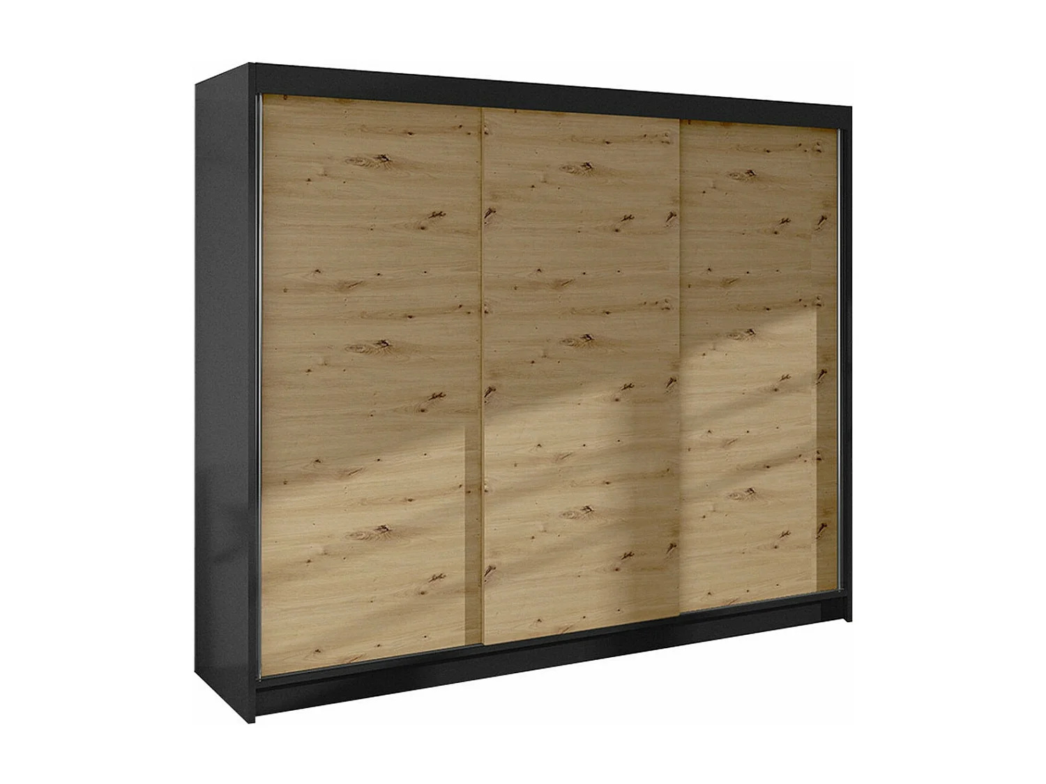 Armario Closico 159, Negro|Roble Artisan, 215x200x58cm, Puertas de armario: Correderas