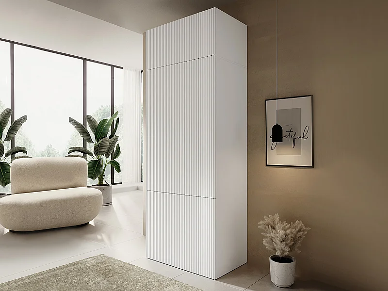 Armario Levmari 112, Blanco, 244x87x54cm, Puertas de armario: Con bisagras