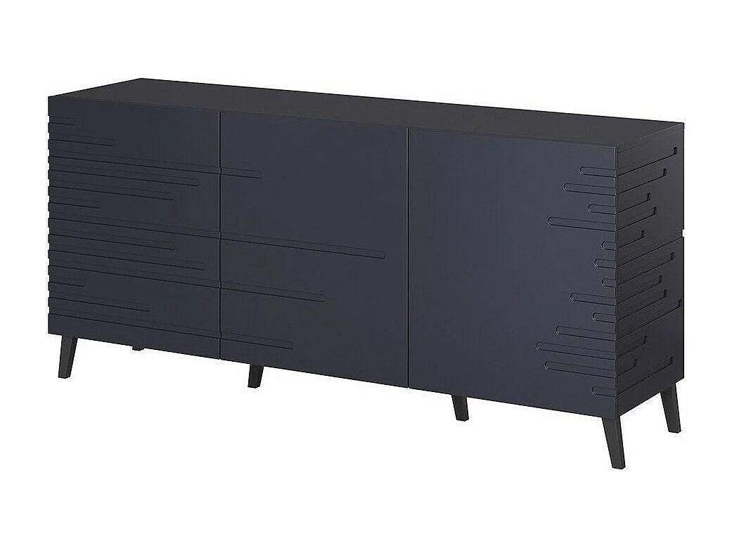Buffet Charlotte 140, Bleu foncé, 72x155cm, Le nombre de portes: 340cm, Disponible, MDF