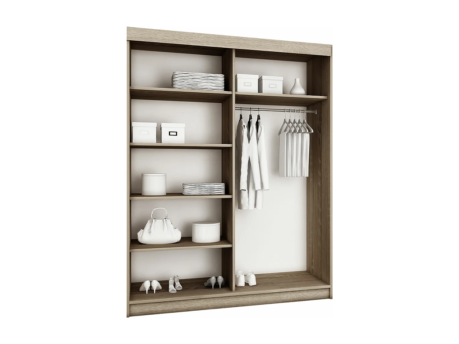 Armario Dover 110, Roble Sonoma, 200x150x62cm, Puertas de armario: Correderas