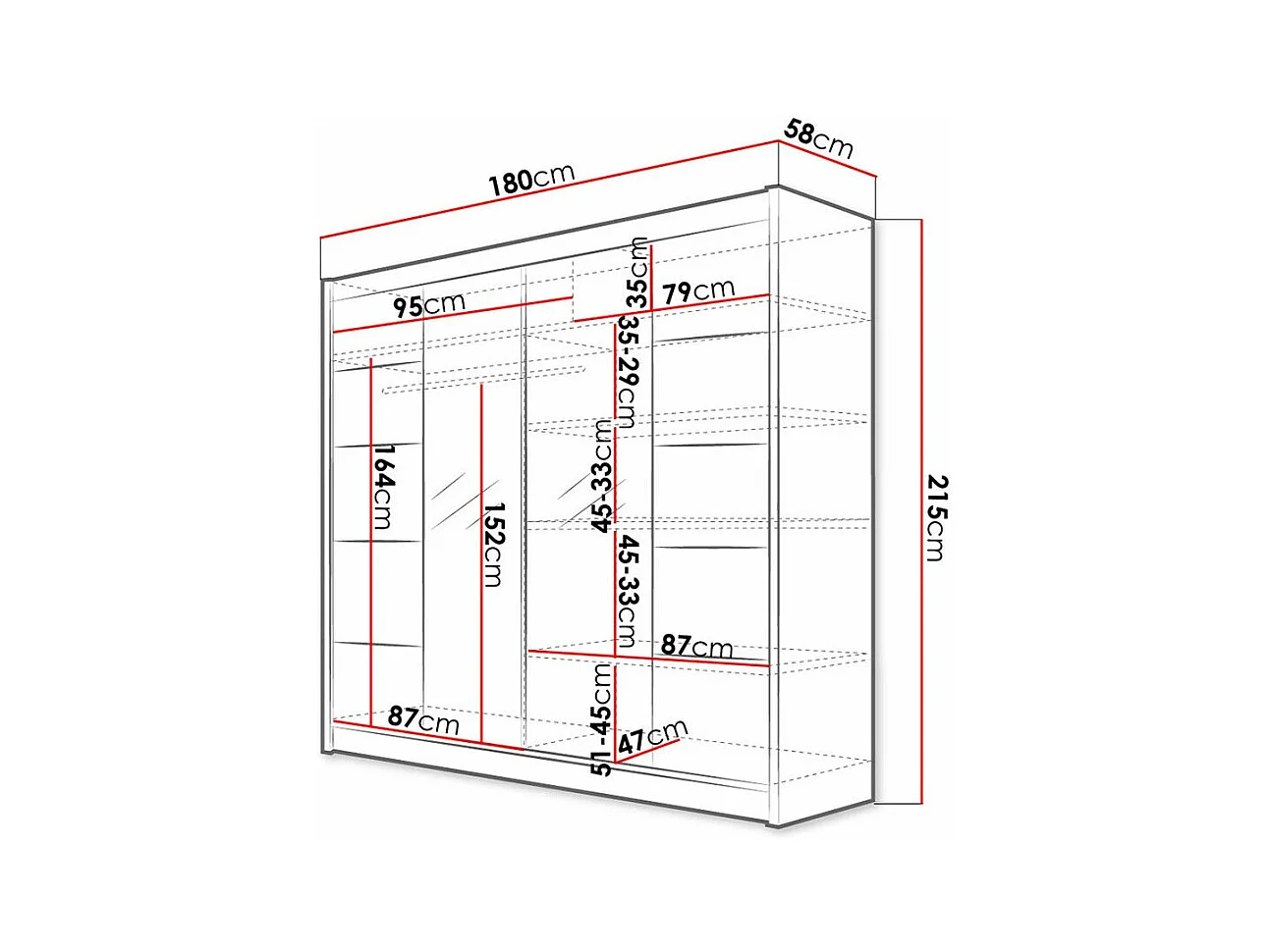Armoire Closico 154, Noir|Chêne Artisan, 215x180x58cm, Portes d'armoire: Coulissantes