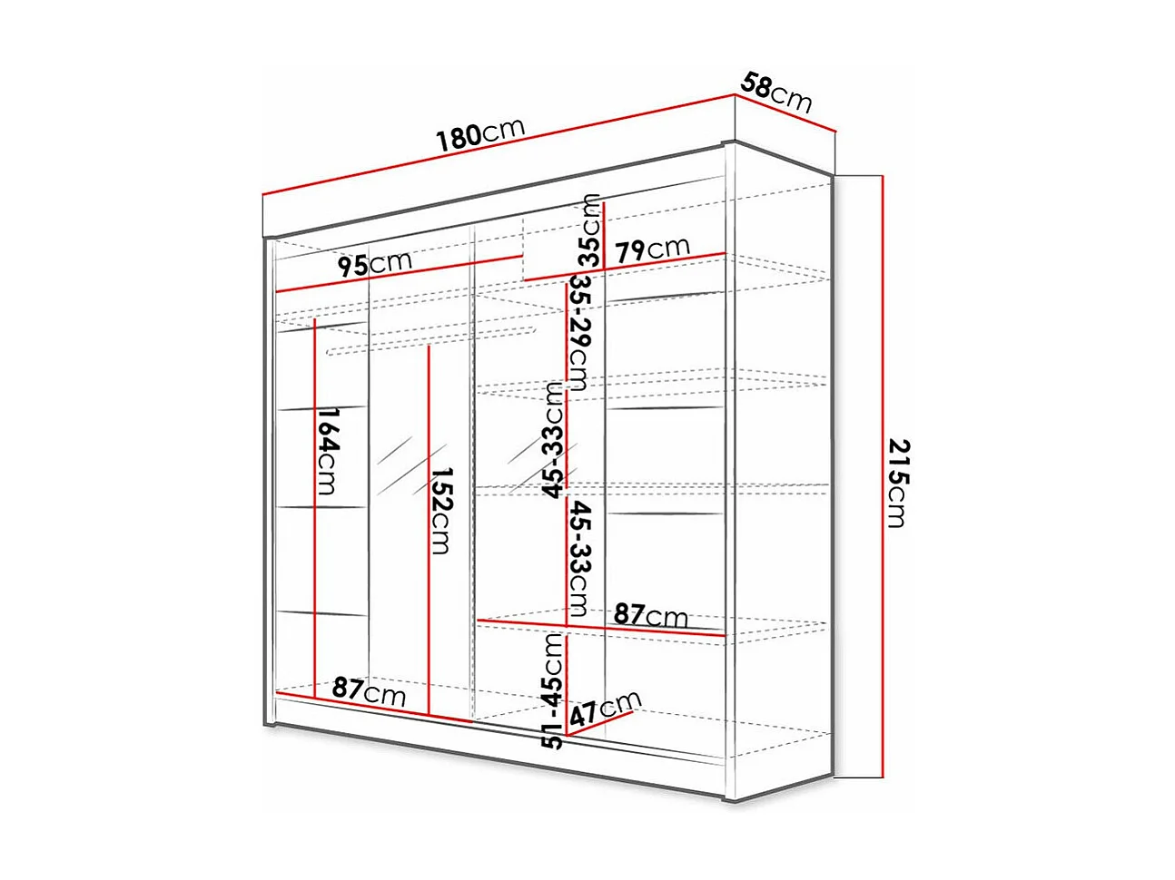 Armoire Closico 154, Noir|Chêne Artisan, 215x180x58cm, Portes d'armoire: Coulissantes