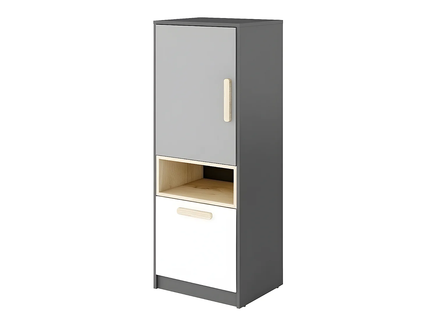 Buffet Veravie 108, Gris clair|Blanc|Hêtre|Graphite, 130x50cm, Le nombre de portes: 140cm