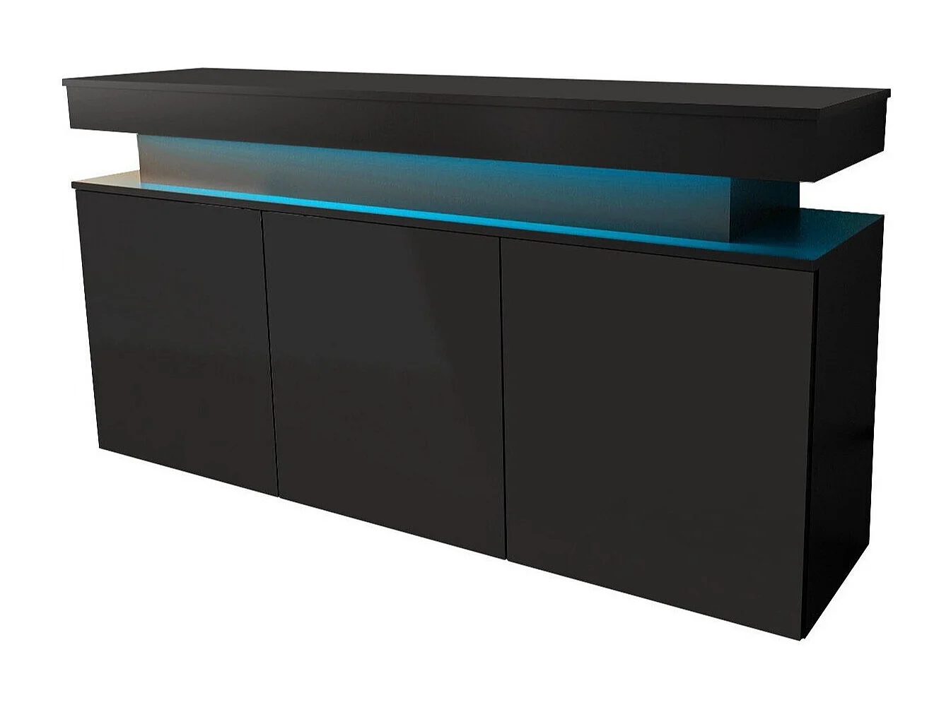 Buffet Monfero 101, Noir|Noir brillant, 83x160x39cm, MDF|Stratifié