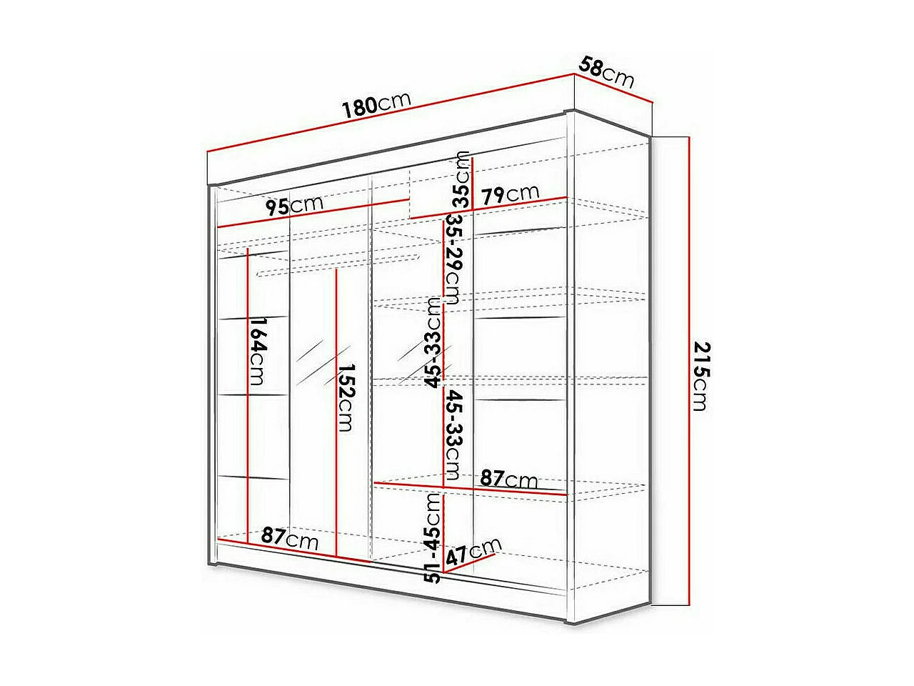 Armoire Closico 154, Sonoma chêne|Blanc, 215x180x58cm, Portes d'armoire: Coulissantes
