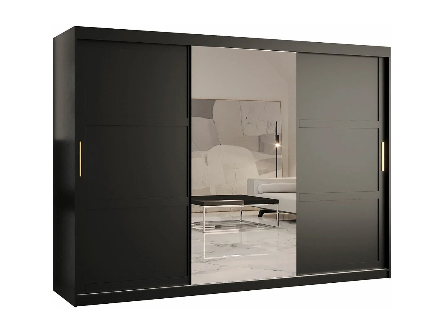 Armoire Ferfere 105, Noir, 200x250x62cm, Portes d'armoire: Coulissantes