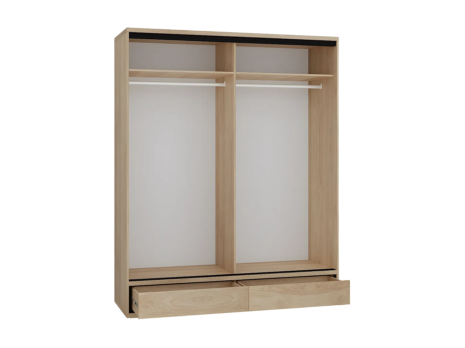 Armoire Etrmoni 109, Chêne|Clair bois, 221x177x59cm, Portes d'armoire: Coulissantes