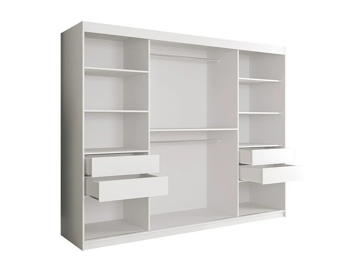 Armadio Hartford 245, Nero opaco|Marmo bianco, 200x250x62cm, Porte armadi: Scorrevoli