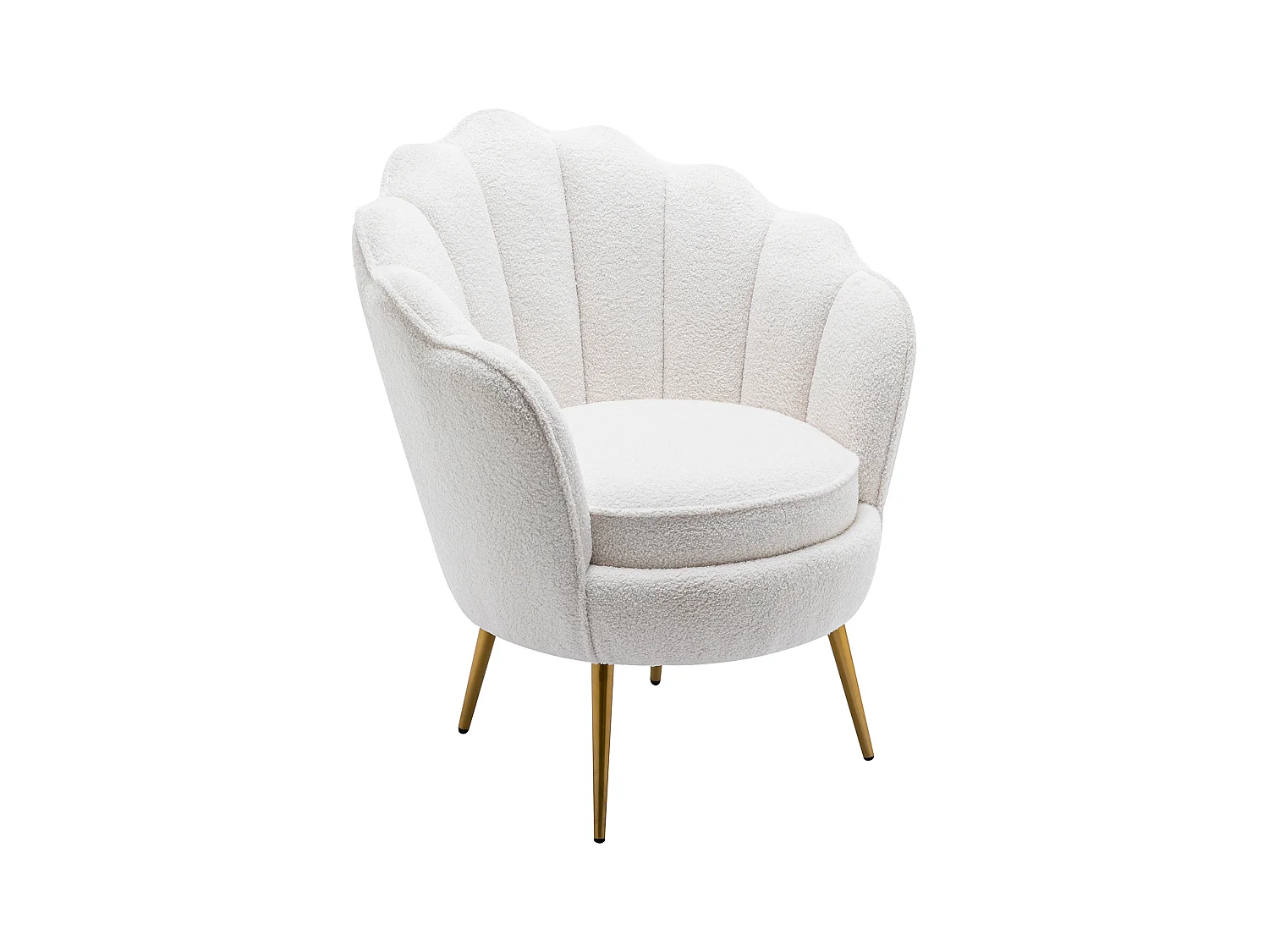 Sillón concha de tela bouclé blanco LALEA