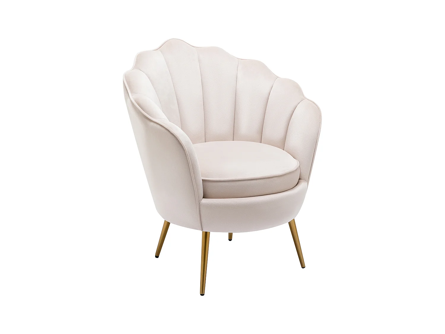 Sillón concha de terciopelo beige LALEA