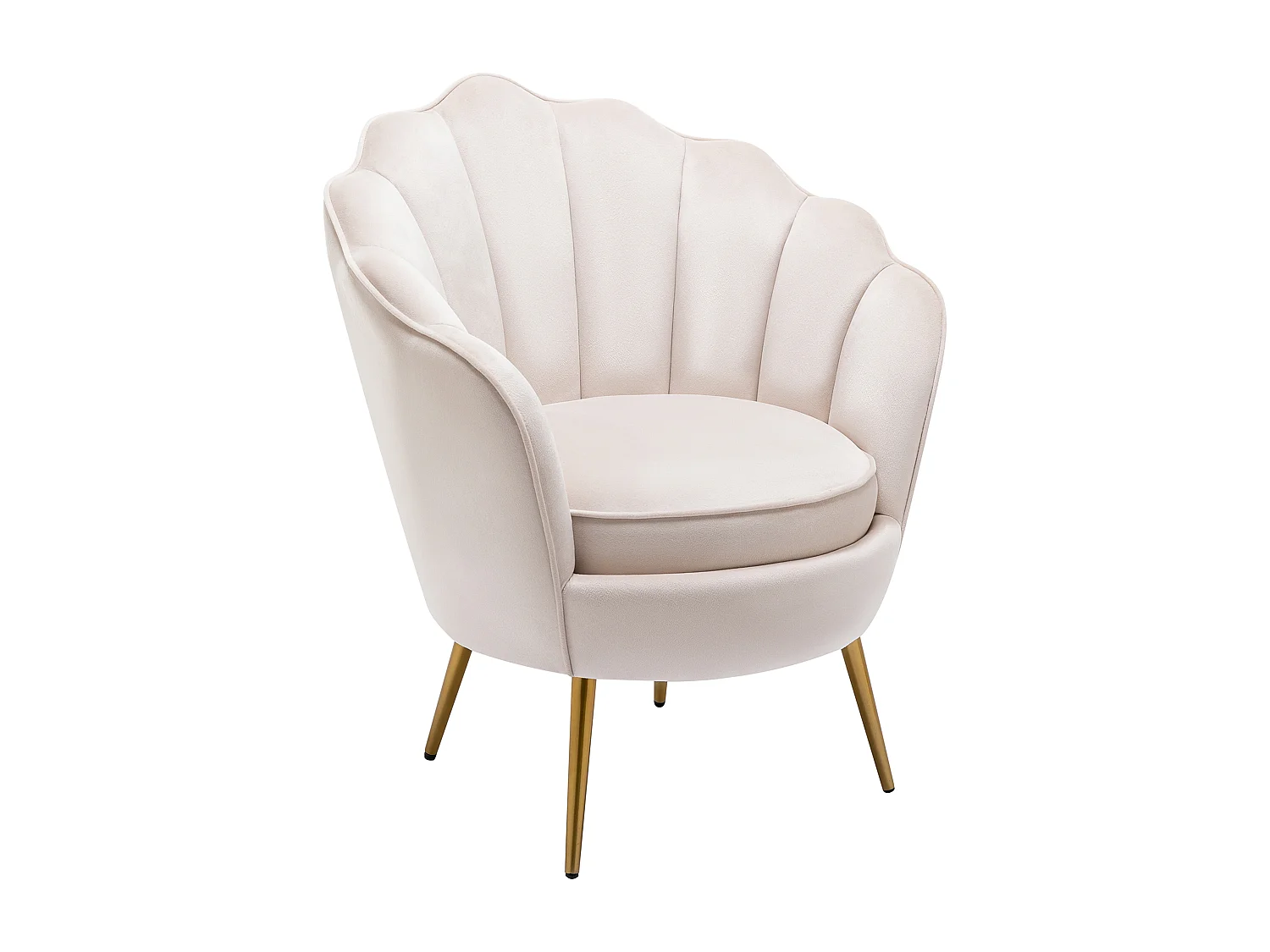 Fauteuil coquillage en velours beige LALEA