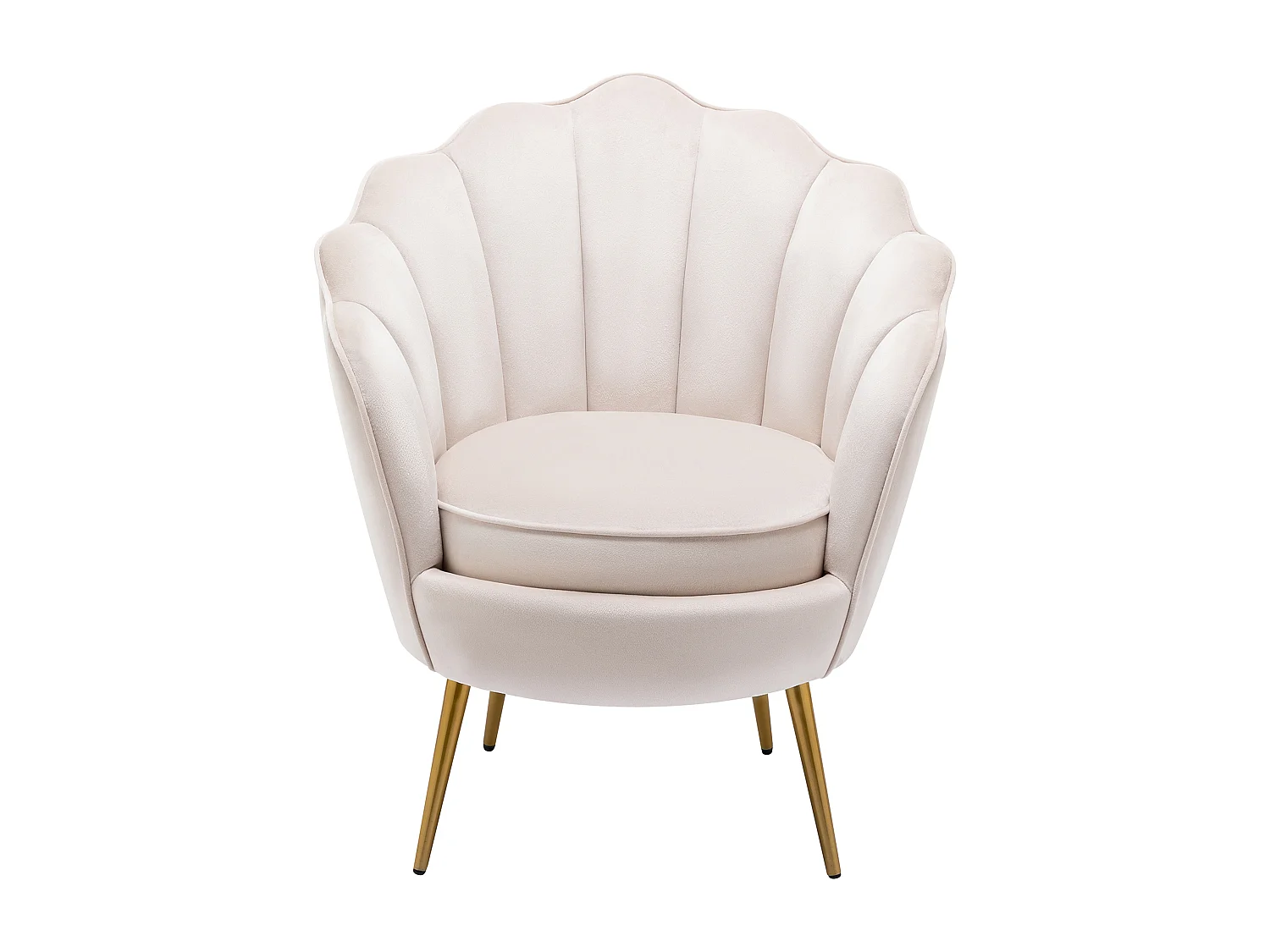 Fauteuil coquillage en velours beige LALEA